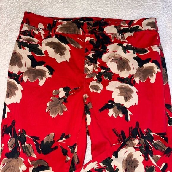 Chicos Women’s Platinum Jegging Pants Red Tan Floral Pattern Size 2 (Womens Size - Picture 2 of 12